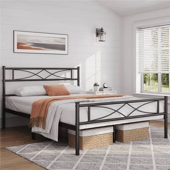 topeakmart-metal-queen-bed-frame-with-curved-design-headboard-and-footboard-black-1