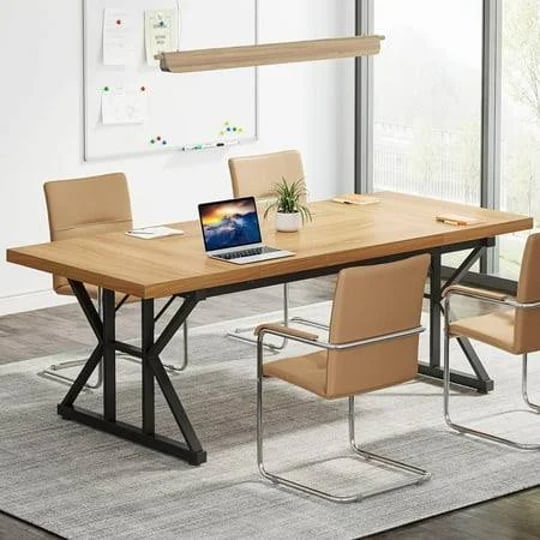 tribesigns-6ft-conference-table-71-rectangle-meeting-seminar-table-for-office-light-walnut-brown-1