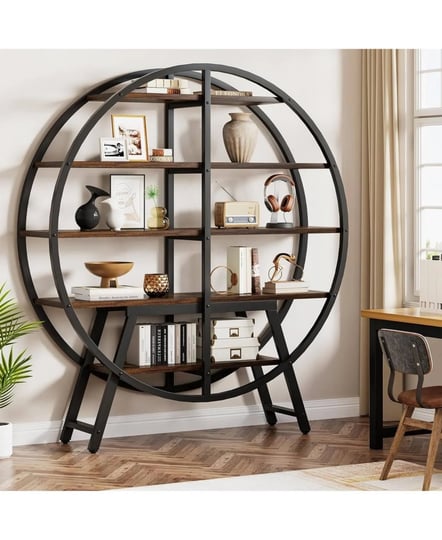 tribesigns-industrial-bookshelf-etagere-bookcase-67-inches-5-tiers-round-bookshelves-for-living-room-1