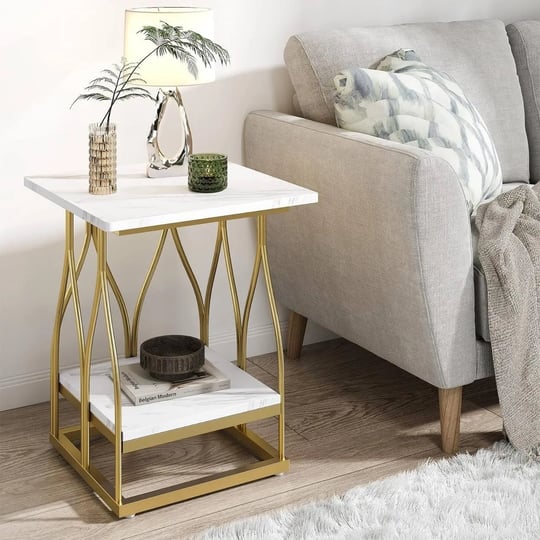 tribesigns-side-table-faux-marble-end-table-with-2-tier-storage-shelf-modern-square-accent-table-1pc-1