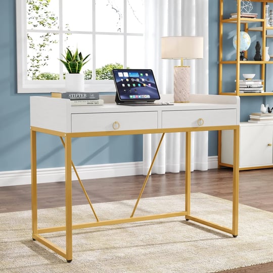 tribesigns-white-gold-computer-desk-with-2-drawers-modern-desk-41-3-inch-simple-study-writing-desks--1