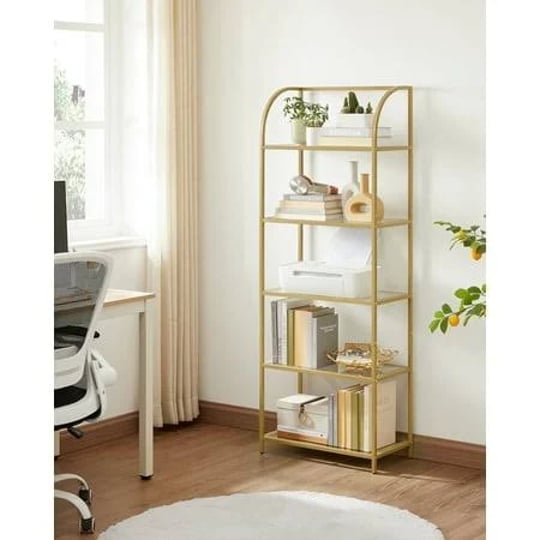 vasagle-5-tier-storage-rack-bookshelf-bookcase-with-steel-frame-and-curved-design-tempered-glass-for-1