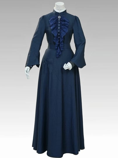 victorian-edwardian-1910s-vintage-downton-abbey-ladies-cascade-neck-piece-ball-gown-formal-evening-d-1