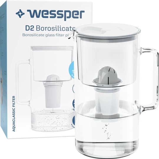 wessper-d2-borosilicate-white-glass-water-filter-pitcher-crystal-clear-hydration-8-cup-capacity-2in1-1