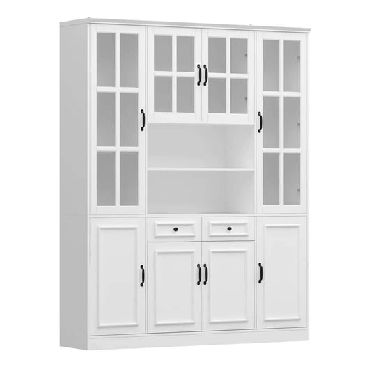 white-wooden-63-in-w-food-pantry-cabinet-storage-organizer-with-tempered-glass-doors-2-drawers-adjus-1
