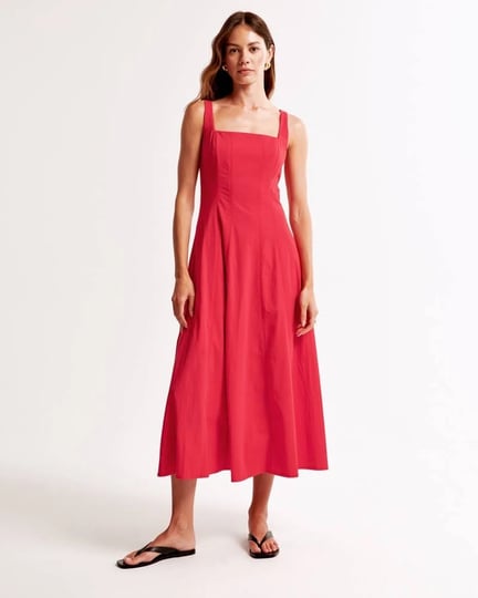 womens-fit-flare-stretch-midi-dress-in-red-size-xl-tall-abercrombie-fitch-1