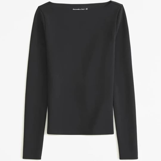 womens-long-sleeve-sculpt-matte-fabric-slash-top-in-black-size-m-abercrombie-fitch-1