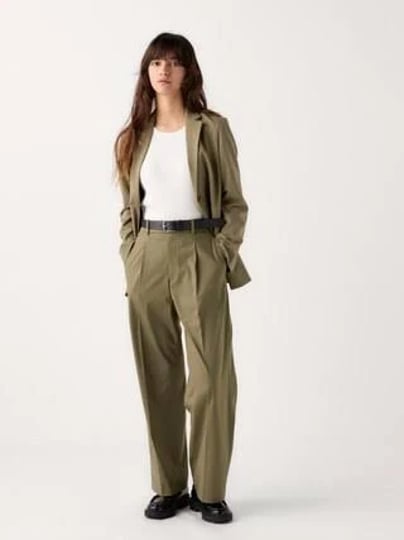womens-pleated-wide-pants-olive-large-uniqlo-us-1
