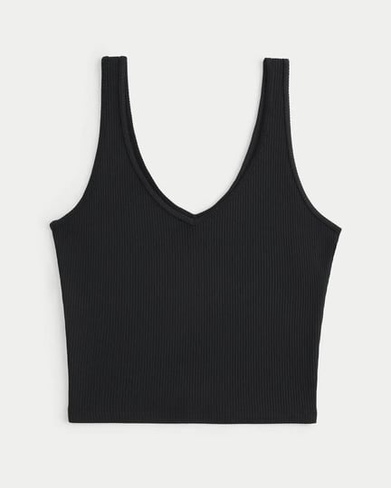 womens-ribbed-seamless-fabric-v-neck-tank-in-black-size-xxl-short-from-hollister-1