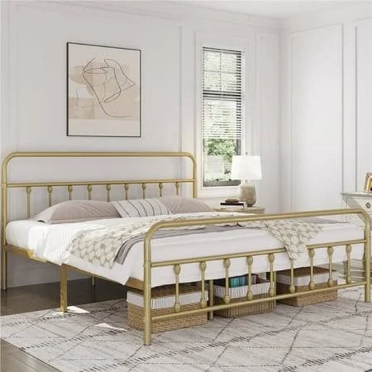 yaheetech-classic-platform-bed-with-high-headboard-and-footboardcalifornia-kingantique-gold-1