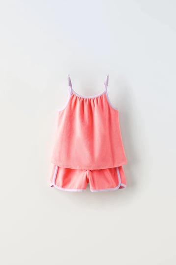 zara-terrycloth-top-and-shorts-matching-set-intense-coral-kids-1