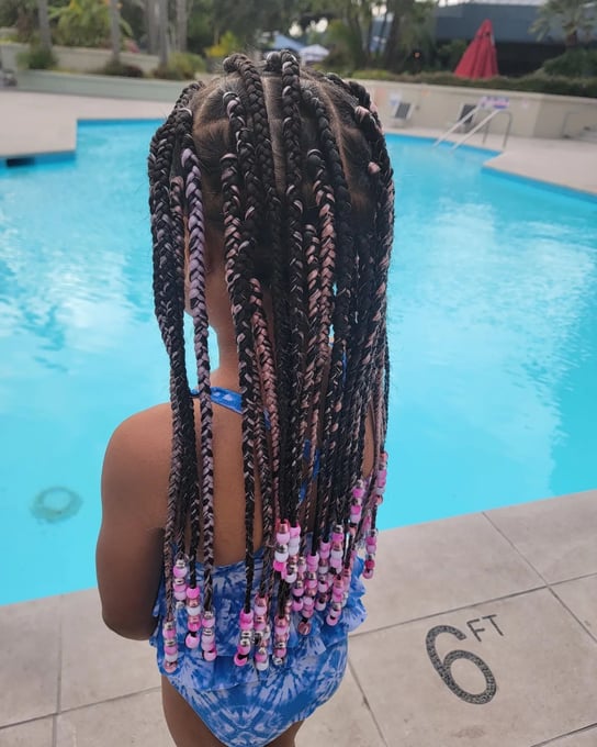 Box Braids with Beads, Little Girl