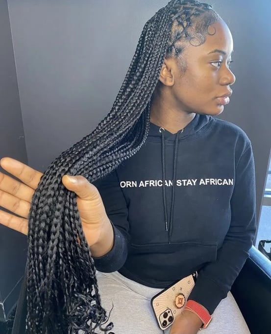 Criss Cross Knotless Braids with Curly Ends