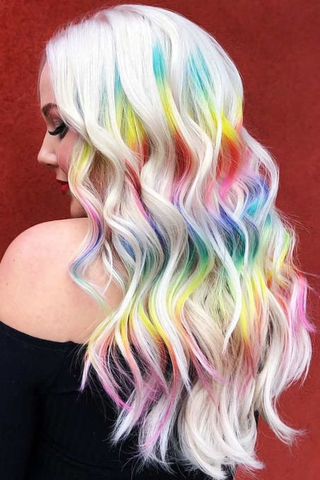 rainbow peekaboo hair