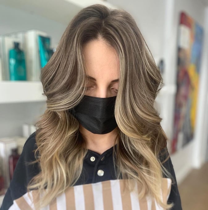 blonde balayage on brown hair