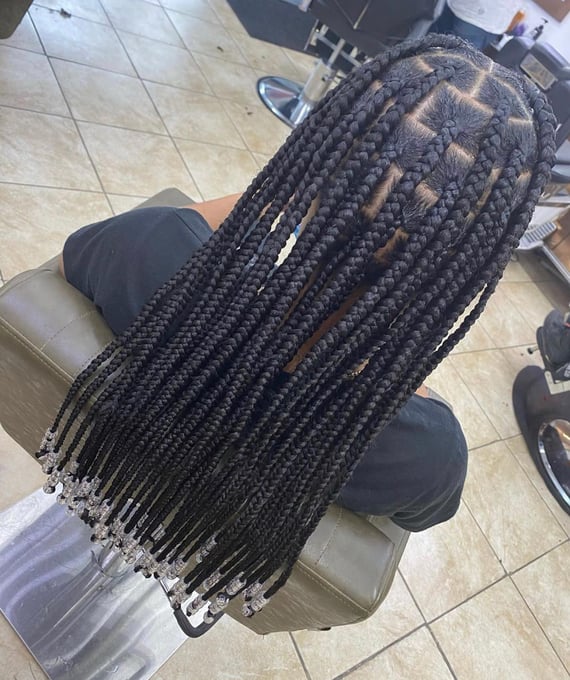 Long Box Braids with Beads at The End