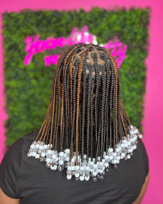 Medium Box Braids with Beads