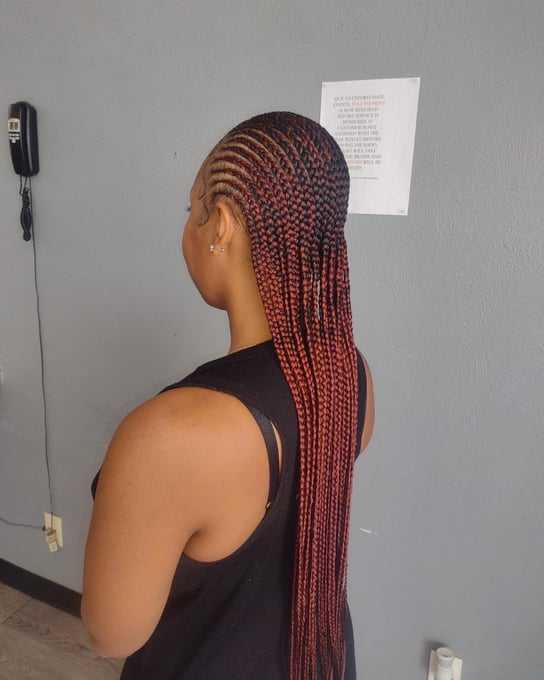 Long Small Straight Back Feed in Braids