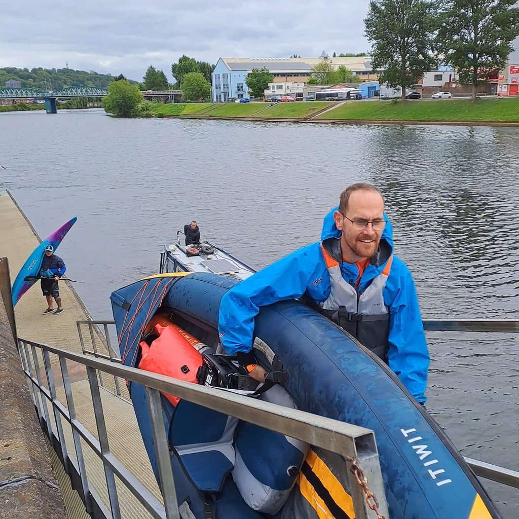 Walking up the ramp from the River Trent