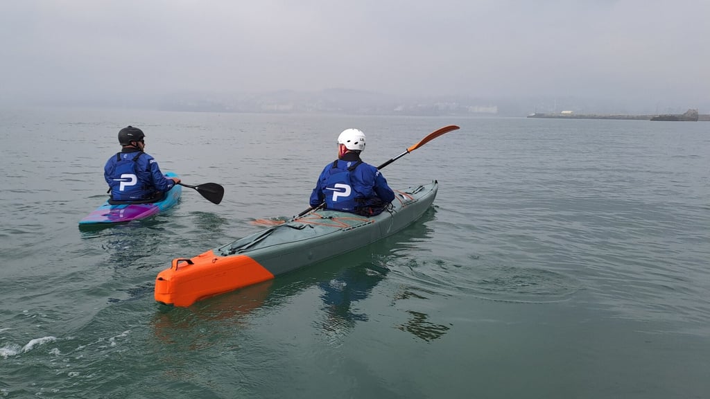 Paddlers on the sea in Devon