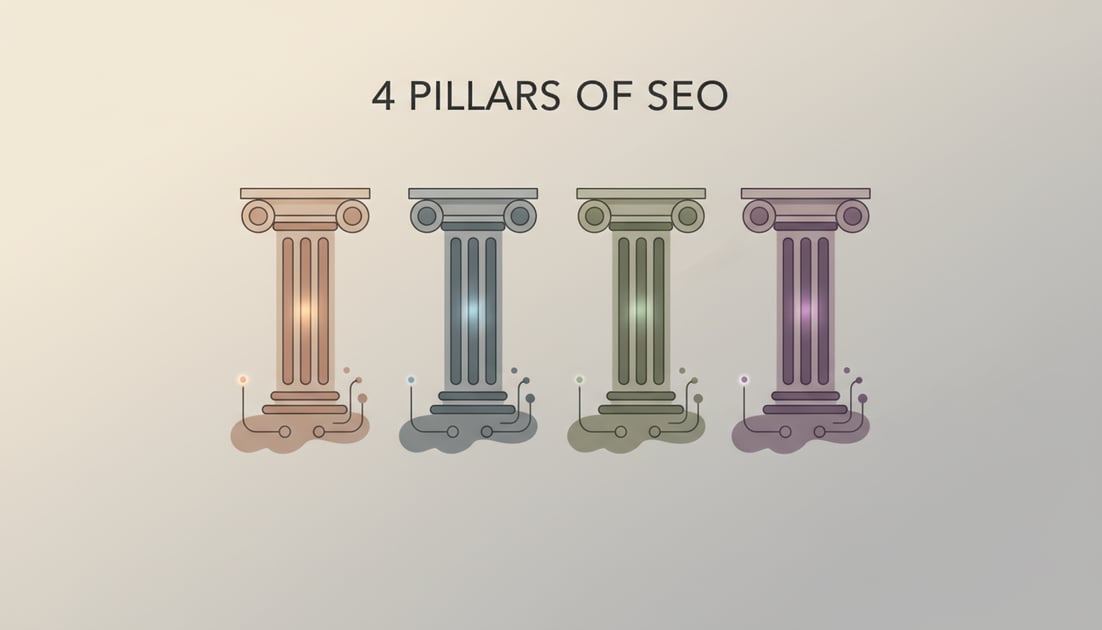 Diagram showing 4 pillars of SEO