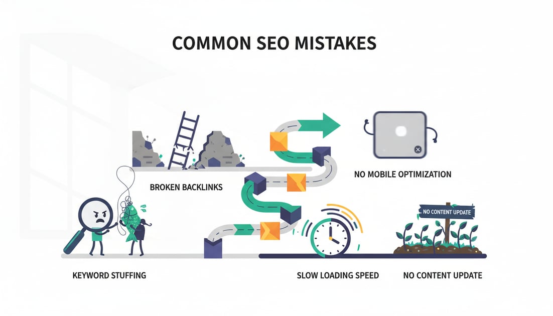 Infographic showing common SEO mistakes