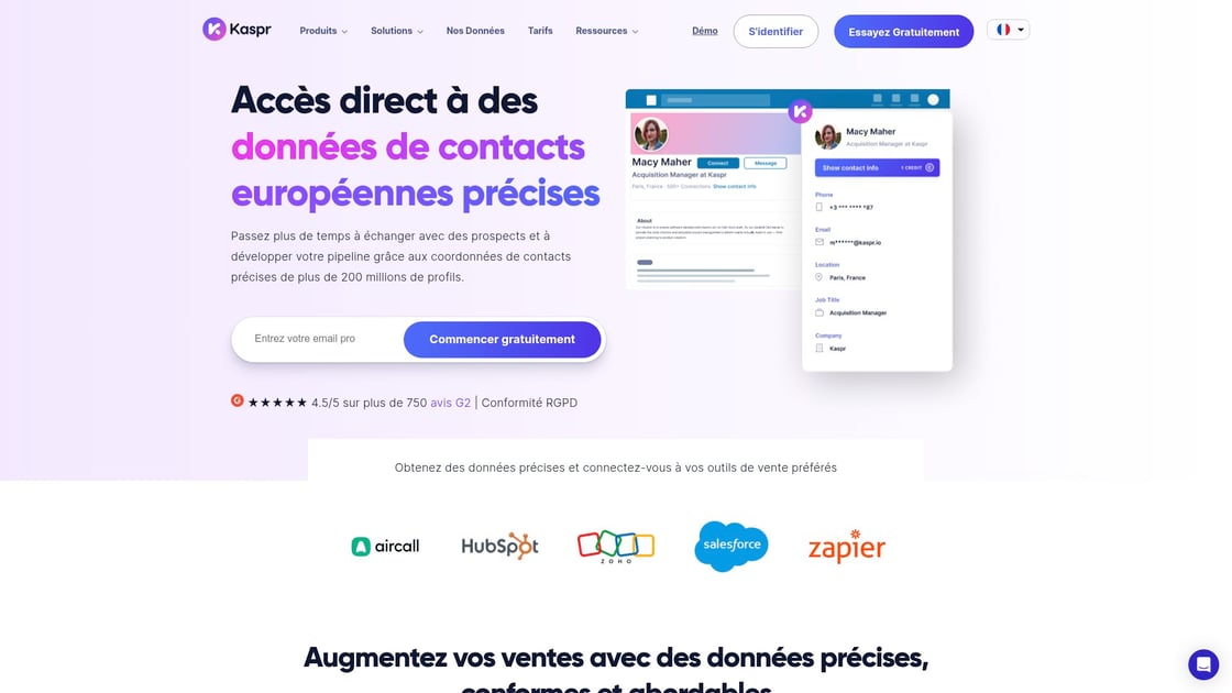 Kaspr pour trouver des informations de contact