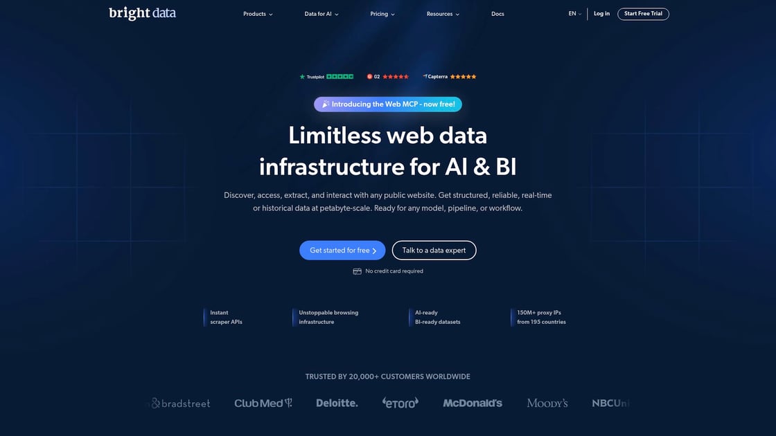 Bright Data - Infrastructure robuste pour les grandes entreprises interface