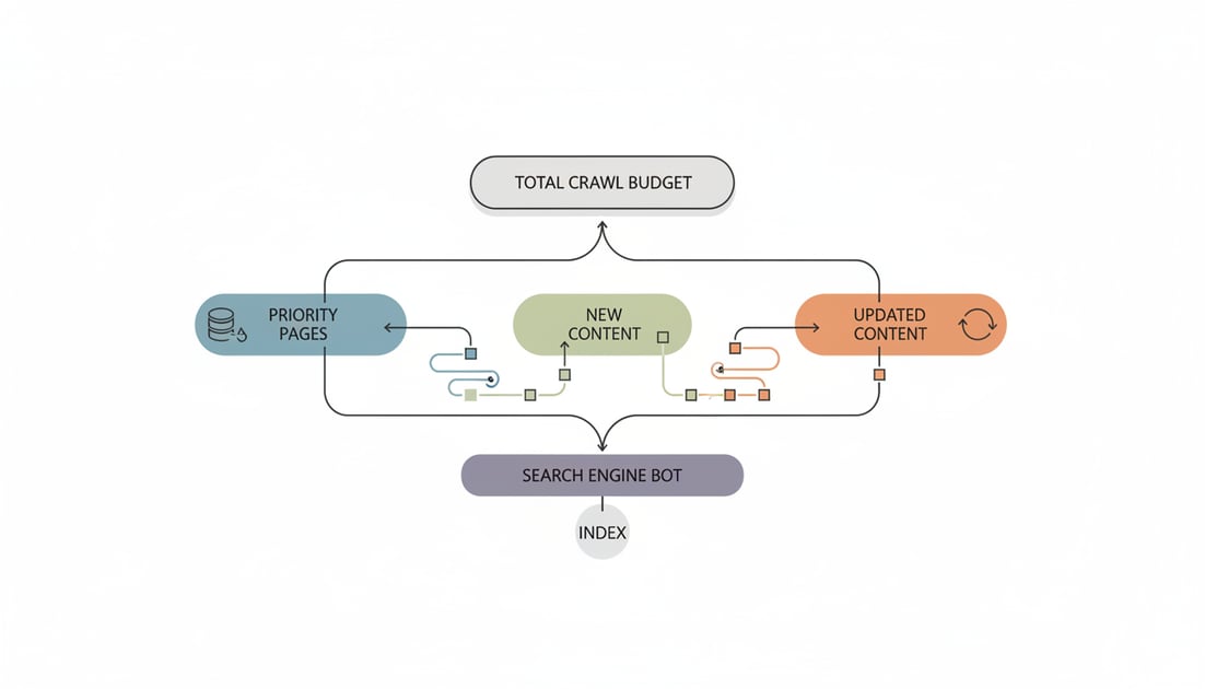 Diagram showing crawl budget allocation flow
