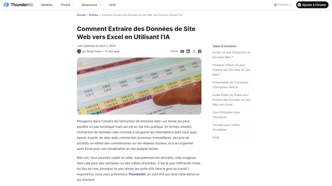 Solution d'extraction de données vers Excel