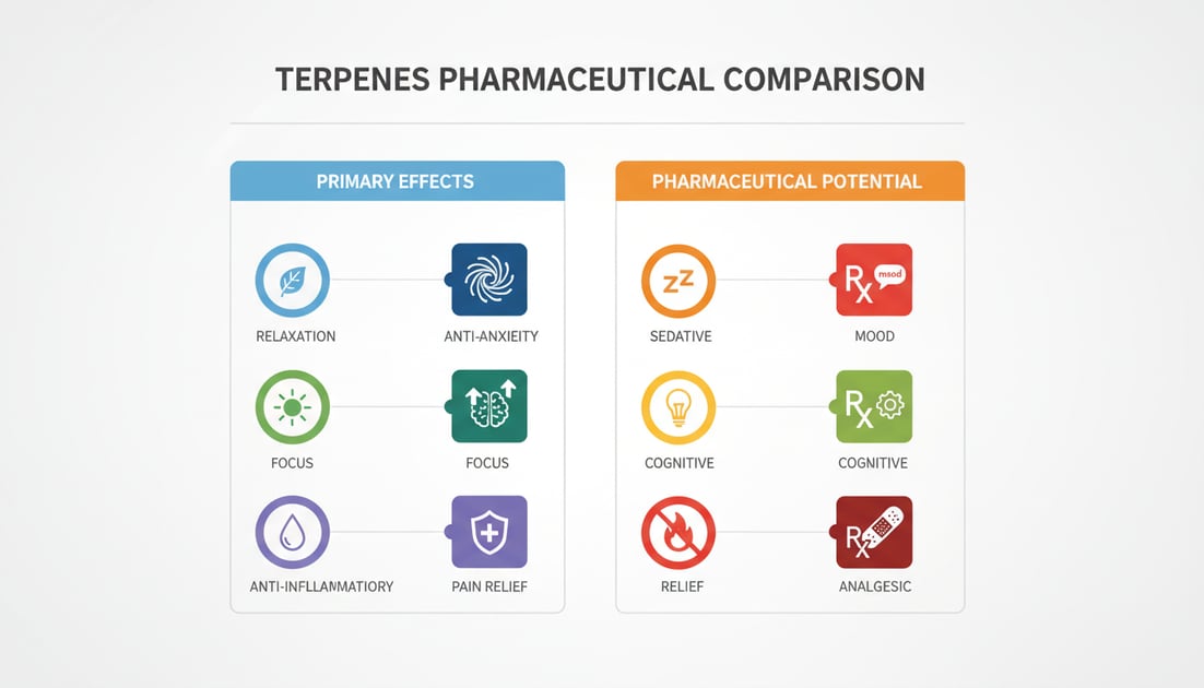 Infographic showing terpenes pharmaceutical comparison chart