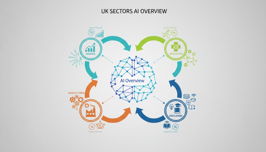 Infographic showing AI Overview impact UK sectors