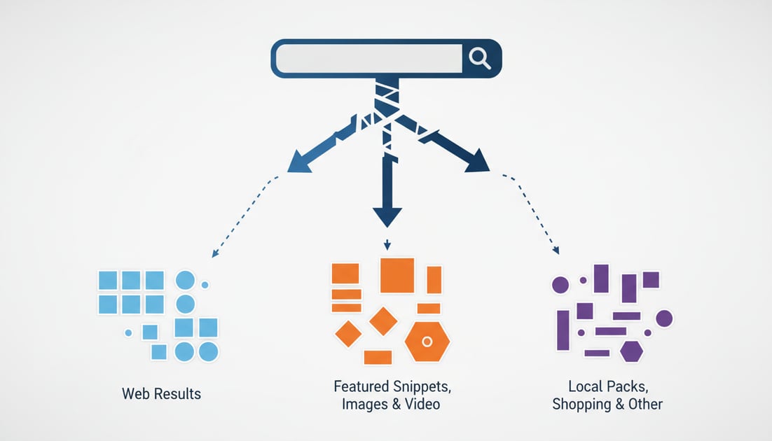 Diagram showing SERP fragmentation challenges