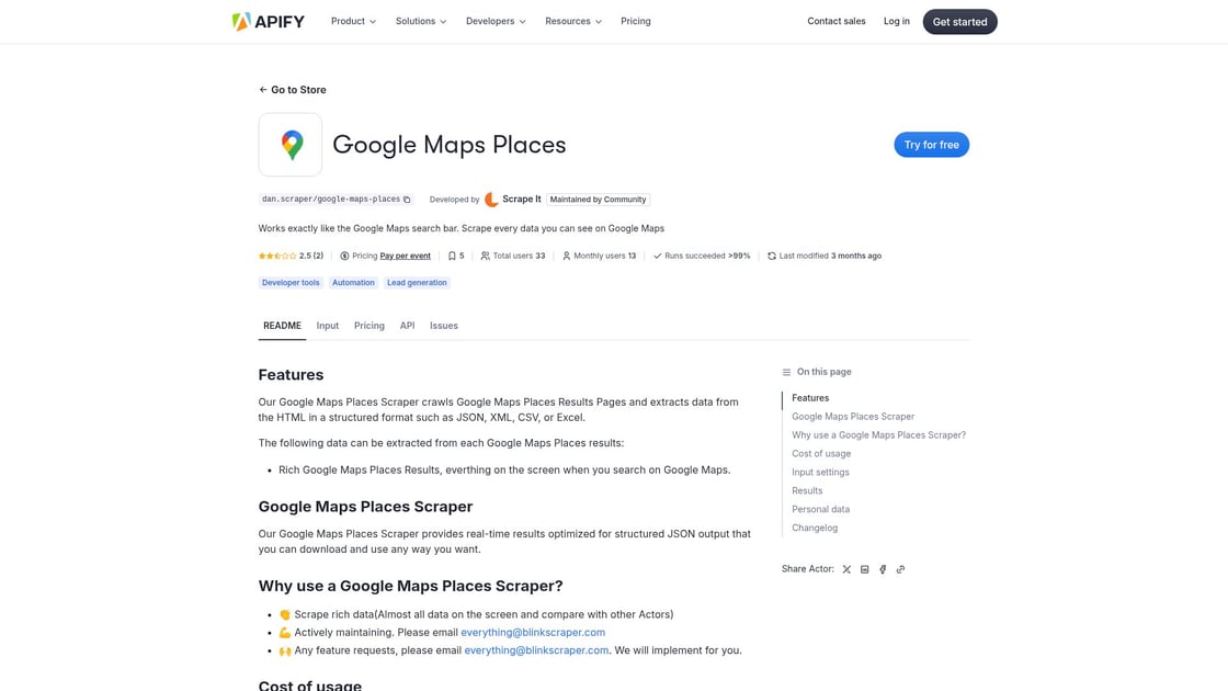 Apify interface