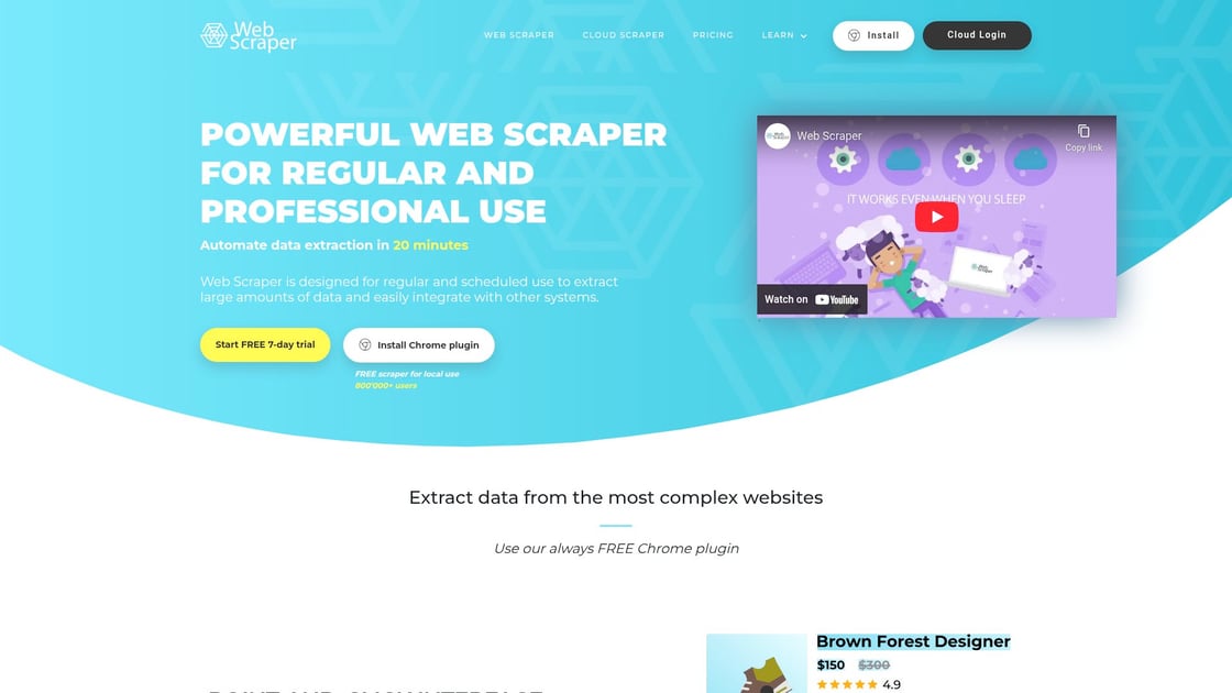 #5: Web Scraper - L'option générique et économique interface