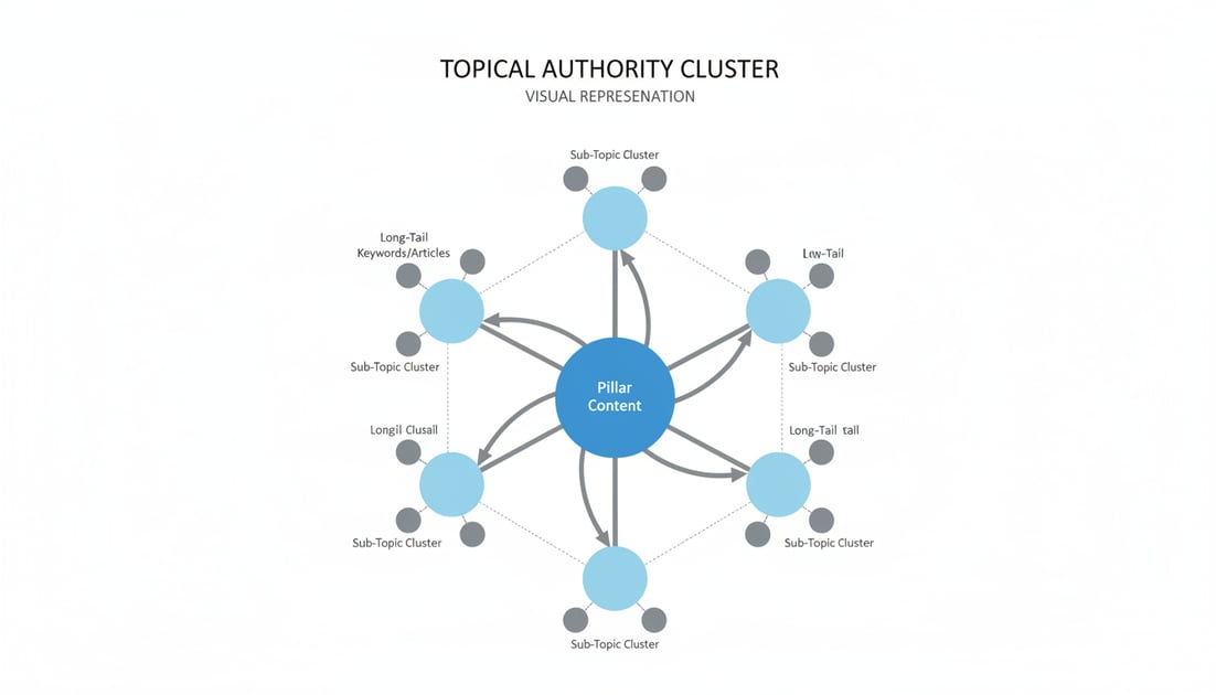 Diagram showing topical authority cluster structure