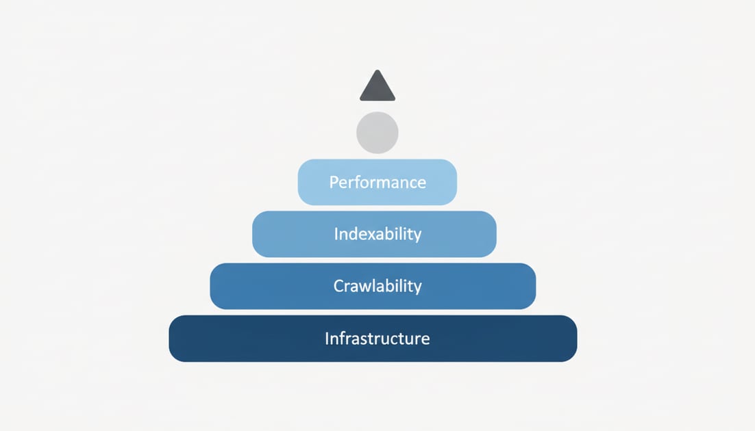 Diagram showing technical SEO foundation layers