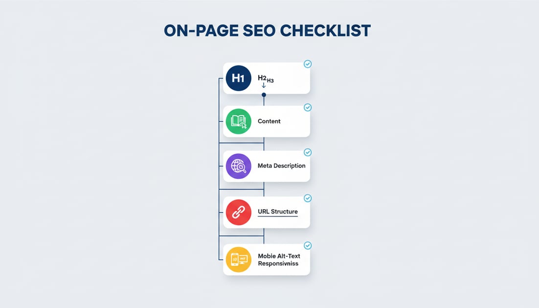 Infographic showing on-page SEO elements checklist