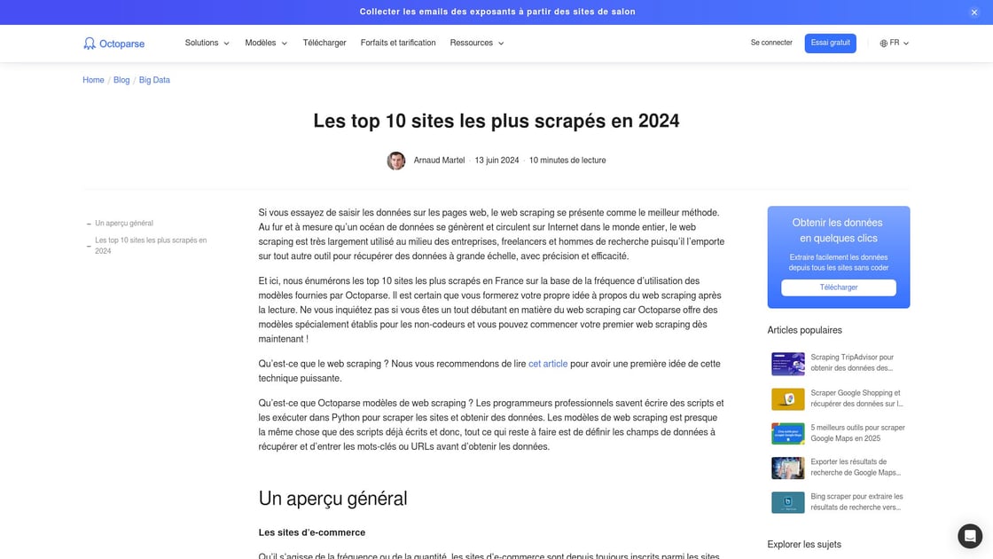 Exemple de scraping d'exposants