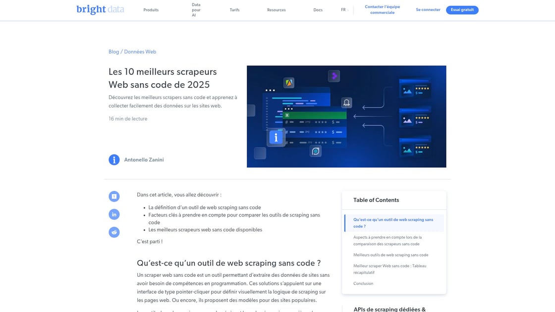 Outil d'extraction de données sans code