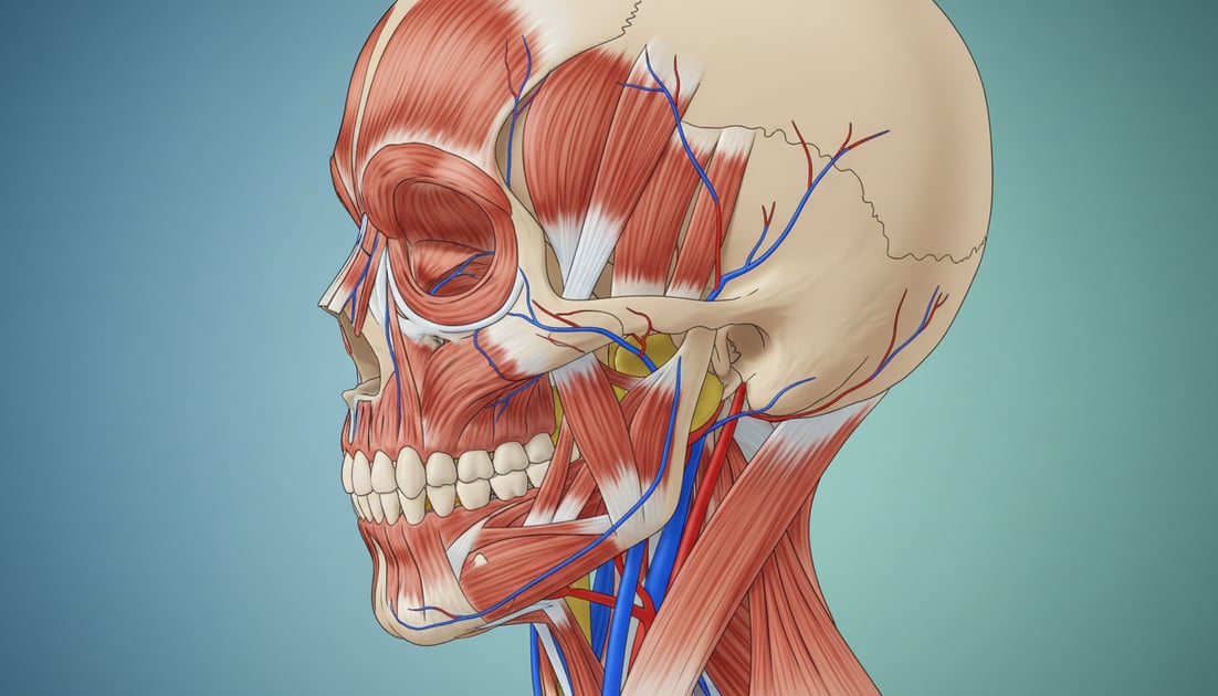 Diagram showing masseter muscle anatomy facial