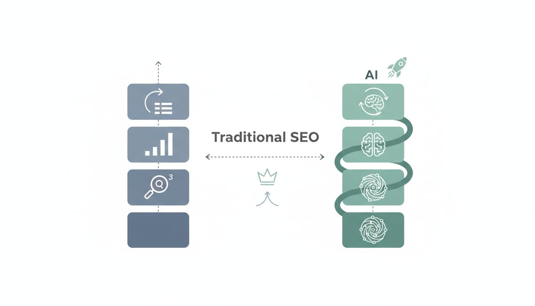 Diagram showing traditional vs AI SEO comparison