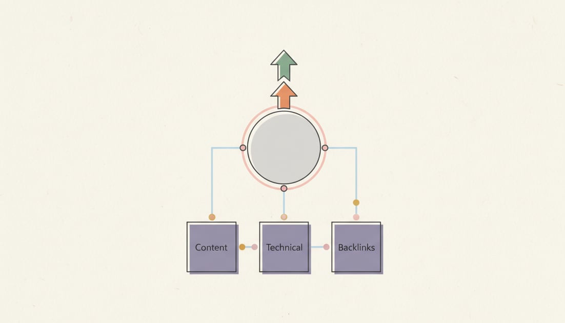 Diagram showing 2025 SEO strategy framework