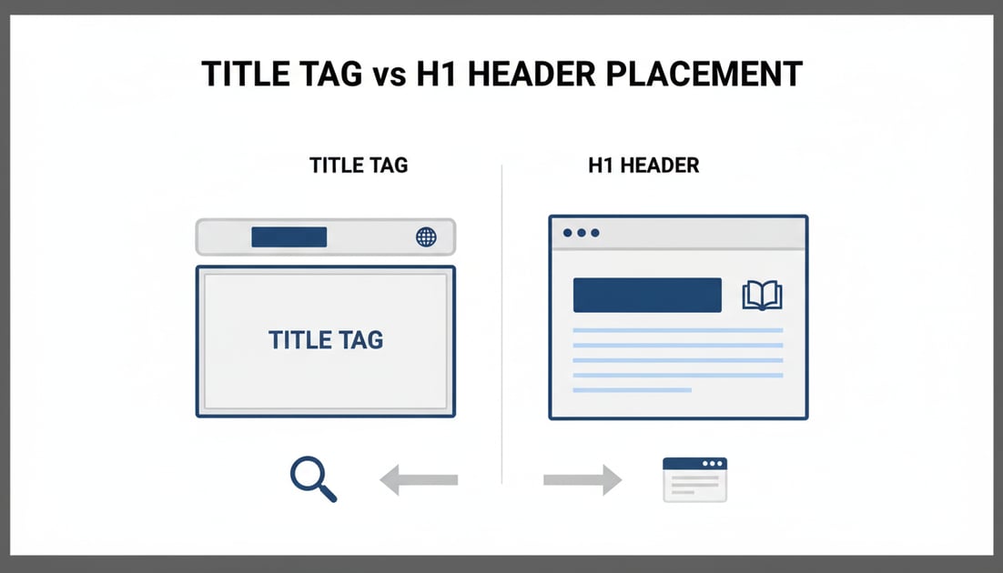 Diagram showing title tag vs H1 header placement