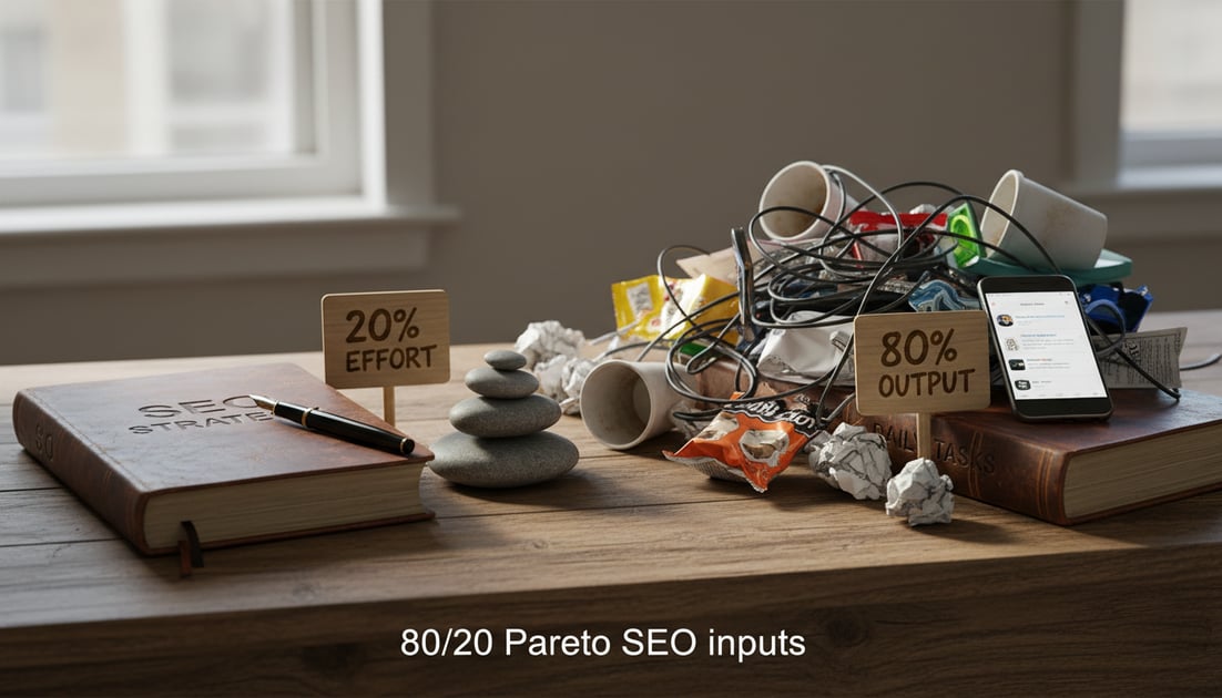 Diagram showing 80/20 Pareto SEO inputs