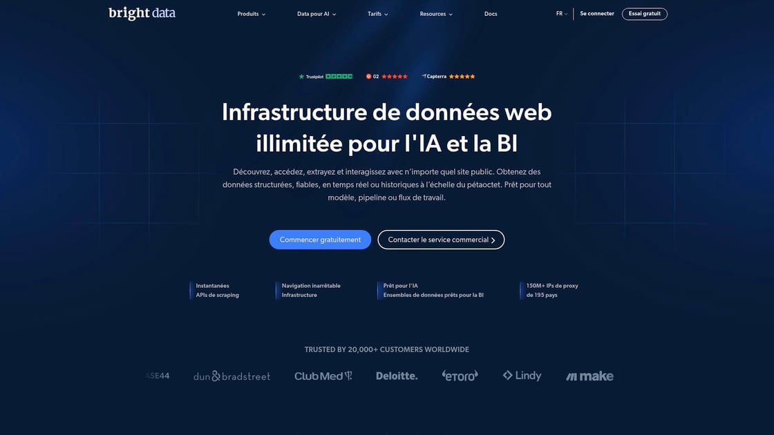 Bright Data - Solution enterprise pour extraction à grande échelle interface