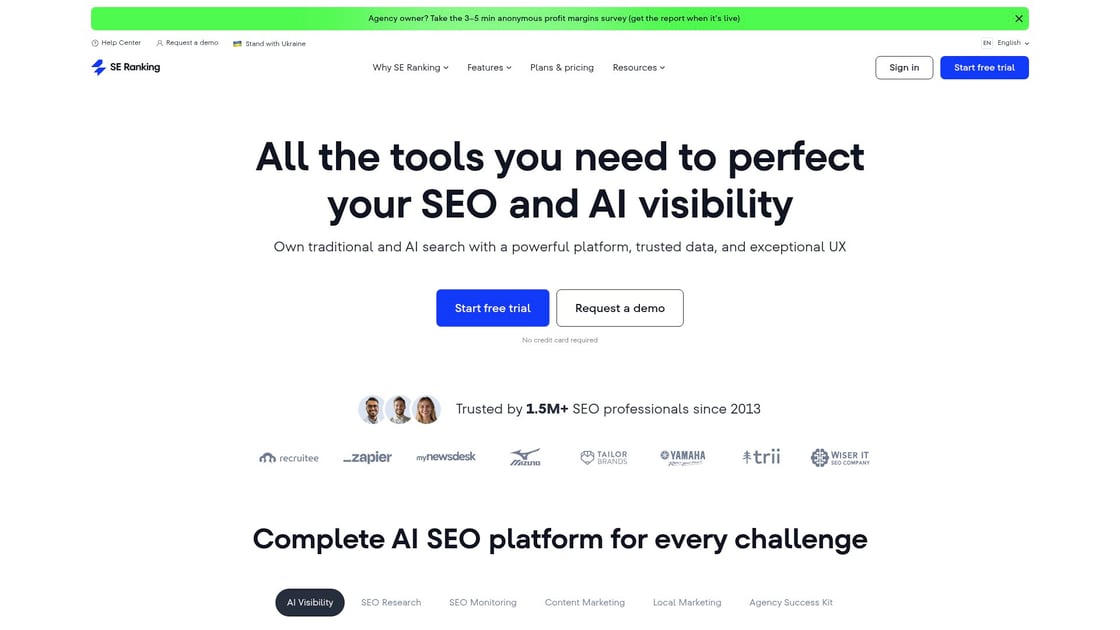 SE Ranking backlink monitoring platform