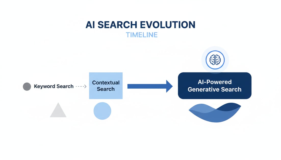Diagram showing AI search evolution timeline