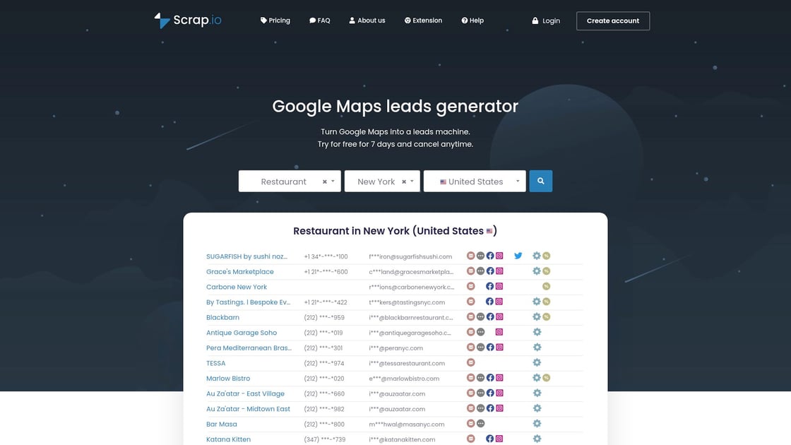 #3: Scrap.io - Spécialiste des Données d'Entreprises Locales interface
