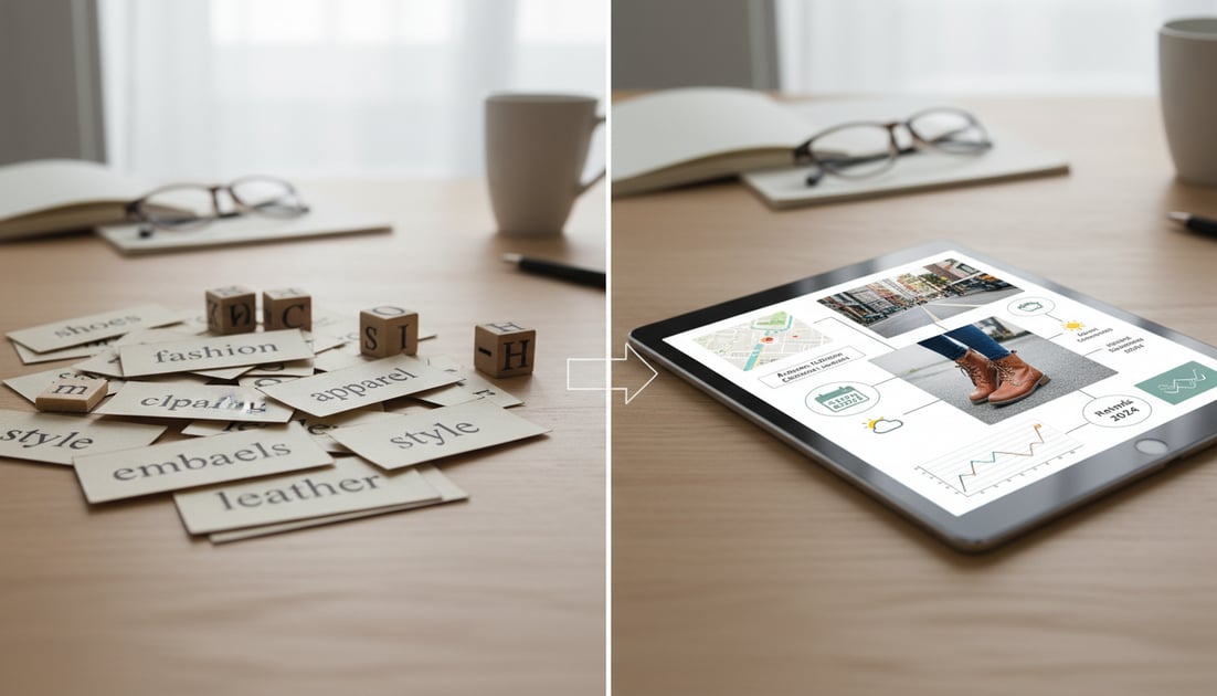 Diagram showing keywords versus contextual metadata